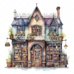 20 High-Quality Gothic Bookshop Clipart - Gothic bookshop digital watercolor JPG instant download for commercial use - Digital download