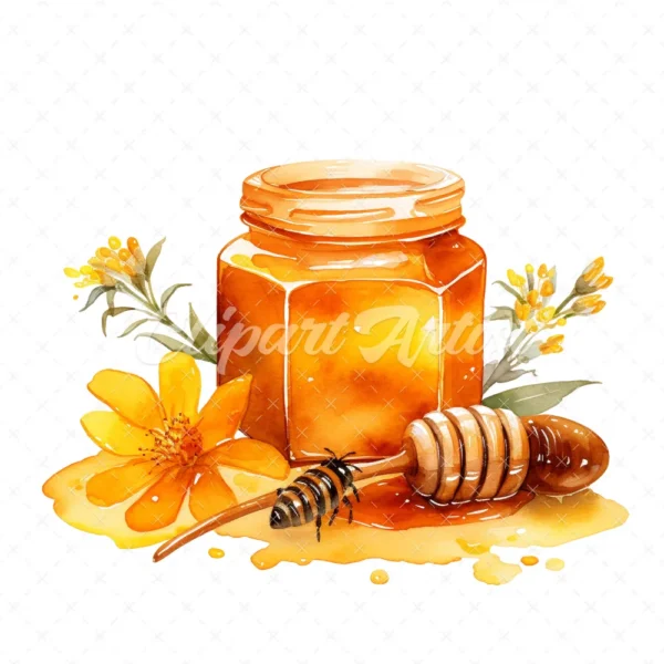 20 High-Quality Honey Clipart - Honey bee digital watercolor JPG instant download for commercial use - Digital download