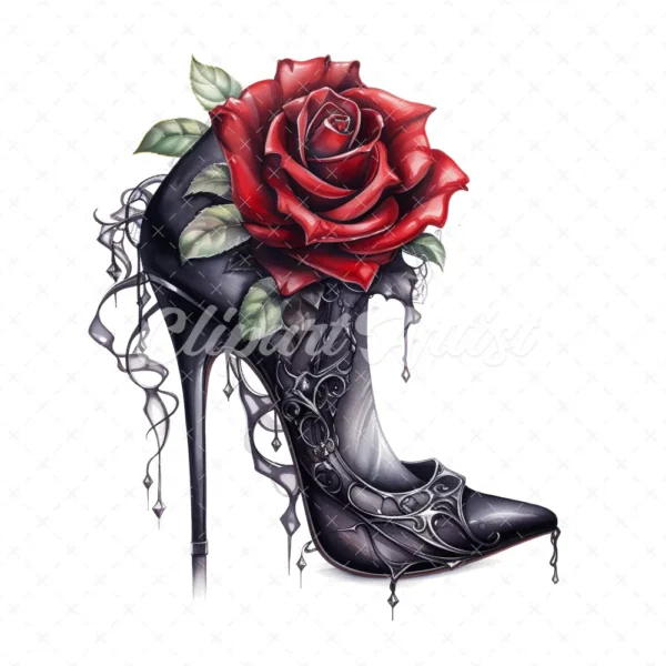 20 High-Quality Rose Gothic High Heels Clipart - Gothic heels digital watercolor JPG instant download for commercial use - Digital download