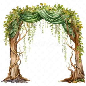 24 High-Quality Wedding Tree Arch Clipart - Tree arch digital watercolor JPG instant download for commercial use - Digital download