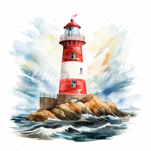 20 High-Quality Lighthouses Clipart - Lighthouses digital watercolor JPG instant download for commercial use - Digital download
