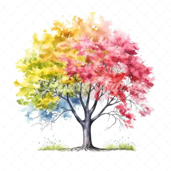 20 High-Quality Spring Trees Clipart - Spring trees digital watercolor JPG instant download for commercial use - Digital download