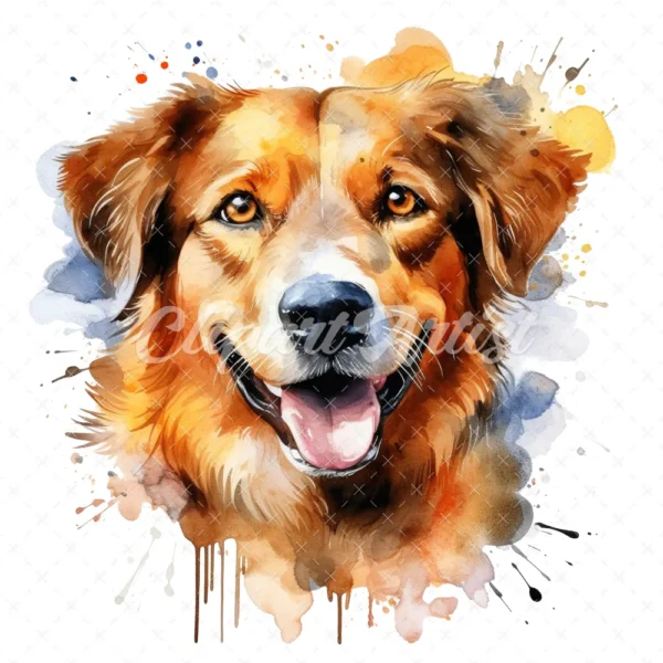 28 High-Quality Dogs Portrait Clipart - Dogs portrait digital watercolor JPG instant download for commercial use - Digital download