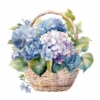 20 High-Quality Hydrangea Basket Clipart - Hydrangea basket digital watercolor JPG instant download for commercial use - Digital download