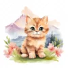 20 High-Quality Cute Kitten Clipart - Cute kitten digital watercolor JPG instant download for commercial use - Digital download