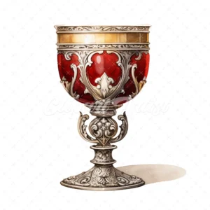 20 High-Quality Antique Goblet Clipart - Antique goblet digital watercolor JPG instant download for commercial use - Digital download
