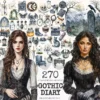 Gothic Diary Watercolor Clipart Set - 265+ transparent PNG, Dark academia graphics, Gothic halloween art, Commercial use, Digital download