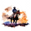 20 High-Quality Western Cowboy Silhouette Clipart - Cowboy digital watercolor JPG instant download for commercial use - Digital download