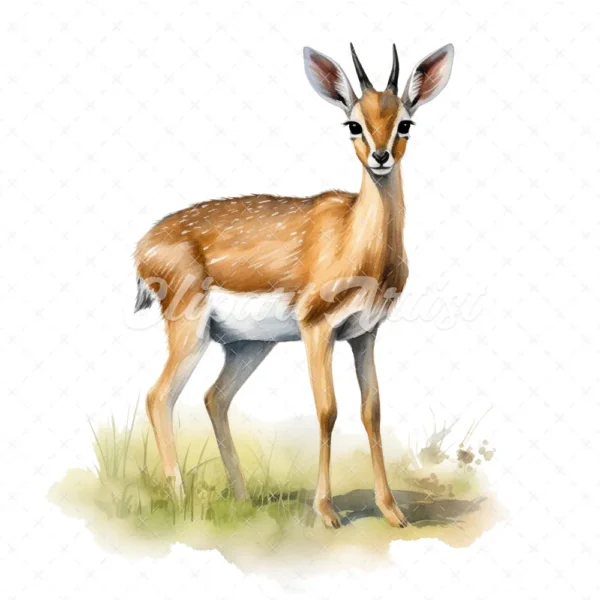 20 High-Quality Dik-Dik Antelope Clipart - Dik-dik antelope digital watercolor JPG instant download for commercial use - Digital download