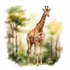 20 High-Quality Forest Giraffe Clipart - Forest giraffe digital watercolor JPG instant download for commercial use - Digital download
