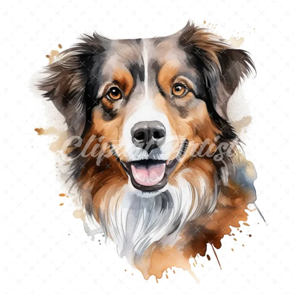 20 High-Quality Australian Shepherd Clipart - Shepherd digital watercolor JPG instant download for commercial use - Digital download