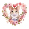 19 High-Quality Mouse in Heart Wreath Clipart - Mouse wreath digital watercolor JPG instant download for commercial use - Digital download