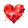 20 High-Quality Red Heart Clipart - Red heart digital watercolor JPG instant download for commercial use - Digital download