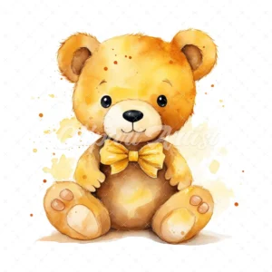 20 High-Quality Yellow Teddy Bear Clipart - Yellow teddy bear digital watercolor JPG instant download for commercial use - Digital download
