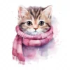 18 High-Quality Kittens With Scarf Clipart - Kittens scarf digital watercolor JPG instant download for commercial use - Digital download