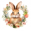20 High-Quality Bunny in Heart Wreath Clipart - Bunny wreath digital watercolor JPG instant download for commercial use - Digital download