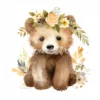 20 High-Quality Boho Cute Bears Clipart - Boho cute bears digital watercolor JPG instant download for commercial use - Digital download