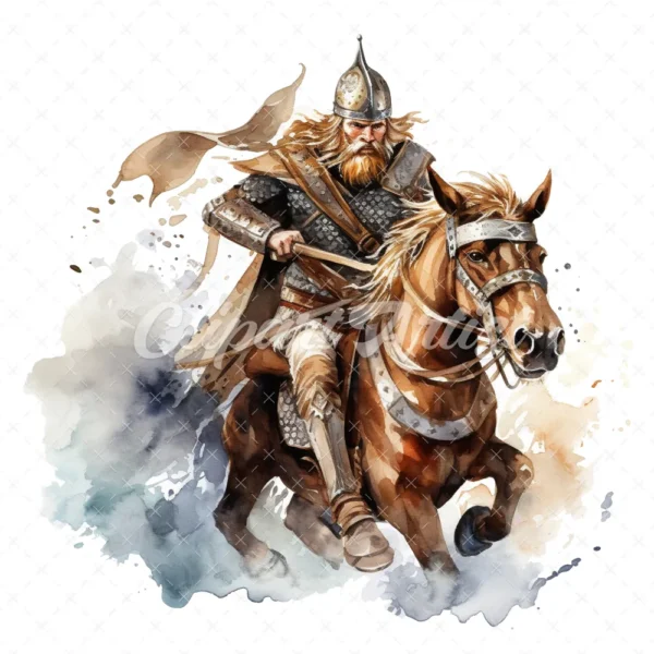 20 High-Quality Riding Vikings Clipart - Riding vikings digital watercolor JPG instant download for commercial use - Digital download