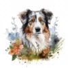 20 High-Quality Australian Shepherd Clipart - Shepherd dog digital watercolor JPG instant download for commercial use - Digital download