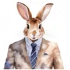 19 High-Quality Bunny in Suit Clipart - Bunny in suit digital watercolor JPG instant download for commercial use - Digital download
