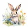 20 High-Quality Bunny in a Meadow Clipart - Bunny meadow digital watercolor JPG instant download for commercial use - Digital download