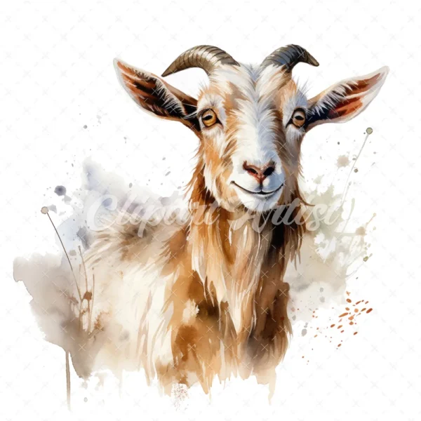 20 High-Quality Kiko Goat Clipart - Kiko goat digital watercolor JPG instant download for commercial use - Digital download