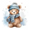20 High-Quality Winter Teddy Bear Clipart - Winter teddy bear digital watercolor JPG instant download for commercial use - Digital download