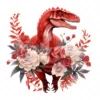20 High-Quality Red Floral Dinosaur Clipart - Red dinosaur digital watercolor JPG instant download for commercial use - Digital download