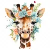 19 High-Quality Floral Giraffe Clipart - Floral giraffe digital watercolor JPG instant download for commercial use - Digital download