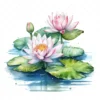 20 High-Quality Water Lily Clipart - Water lily digital watercolor JPG instant download for commercial use - Digital download