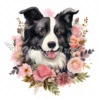 20 High-Quality Floral Border Collie Clipart - Border collie digital watercolor JPG instant download for commercial use - Digital download
