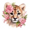20 High-Quality Floral Cute Cheetah Clipart - Cute cheetah digital watercolor JPG instant download for commercial use - Digital download