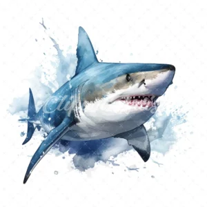 20 High-Quality Shark Clipart - Shark digital watercolor JPG instant download for commercial use - Digital download
