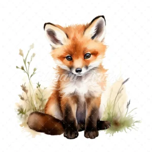 20 High-Quality Baby Fox Clipart - Baby fox digital watercolor JPG instant download for commercial use - Digital download