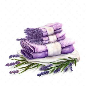 20 High-Quality Lavender Towels Clipart - Lavender towels digital watercolor JPG instant download for commercial use - Digital download