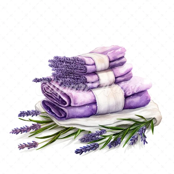 20 High-Quality Lavender Towels Clipart - Lavender towels digital watercolor JPG instant download for commercial use - Digital download