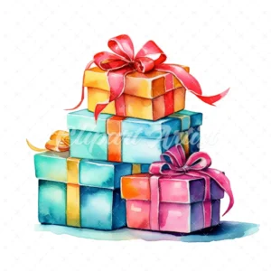 20 High-Quality Wrapped Gifts Clipart - Wrapped gifts digital watercolor JPG instant download for commercial use - Digital download