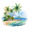 20 High-Quality Tropical Beach Clipart - Tropical beach digital watercolor JPG instant download for commercial use - Digital download