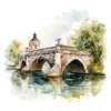 19 High-Quality Bridge on River Clipart - Bridge on river digital watercolor JPG instant download for commercial use - Digital download