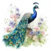 20 High-Quality Peacock in Garden Clipart - Peacock digital watercolor JPG instant download for commercial use - Digital download