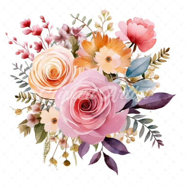 20 High-Quality Flower Bouquet Clipart - Flower bouquet digital watercolor JPG instant download for commercial use - Digital download