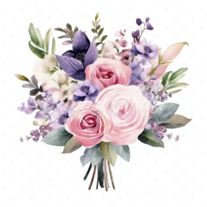 19 High-Quality Wedding Bouquet Clipart - Wedding bouquet digital watercolor JPG instant download for commercial use - Digital download