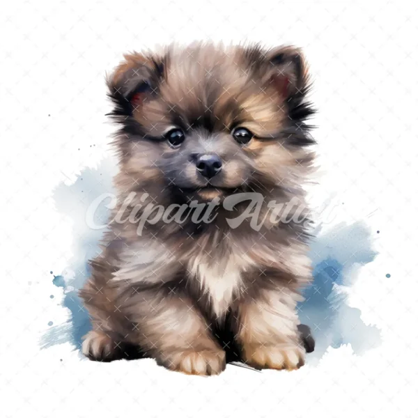 20 High-Quality Fluffy Sitting Dogs Clipart - Fluffy dogs digital watercolor JPG instant download for commercial use - Digital download