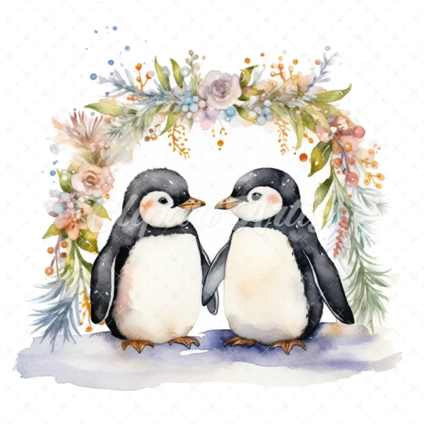 20 High-Quality Happy Penguin Friends Clipart - Penguin friend digital watercolor JPG instant download for commercial use - Digital download