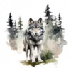 20 High-Quality Forest Grey Wolf Clipart - Forest grey wolf digital watercolor JPG instant download for commercial use - Digital download