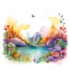 22 High-Quality Rainbow Meadow Clipart - Rainbow meadow digital watercolor JPG instant download for commercial use - Digital download