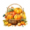 20 High-Quality Pumpkin Basket Clipart - Pumpkin basket digital watercolor JPG instant download for commercial use - Digital download