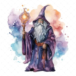 20 High-Quality Celestial Wizards Clipart - Celestial wizards digital watercolor JPG instant download for commercial use - Digital download