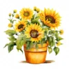 20 High-Quality Sunflower Planters Clipart - Sunflower plant digital watercolor JPG instant download for commercial use - Digital download