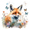 19 High-Quality Fox and Butterfly Clipart - Fox and butterfly digital watercolor JPG instant download for commercial use - Digital download